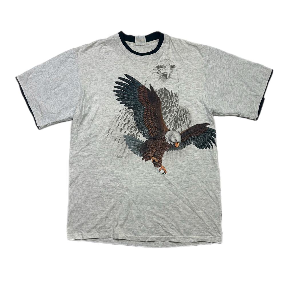 Vintage Bald Eagle T-Shirt Gray Hazelwood Premo USA